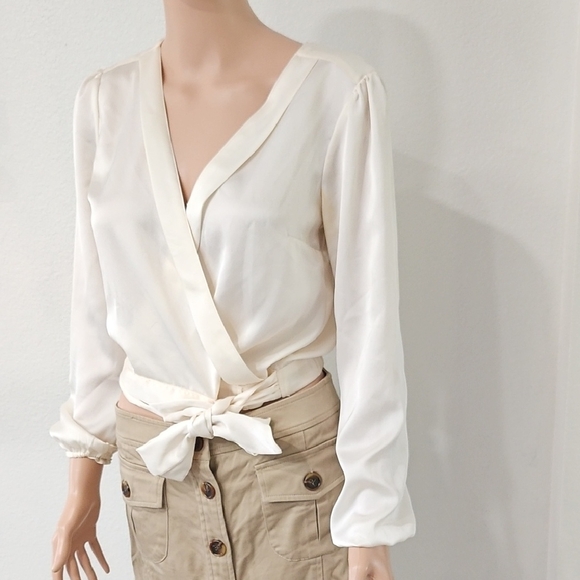 Abercrombie & Fitch Tops - Abercrombie & Fitch Satin  Cream Wrap Blouse